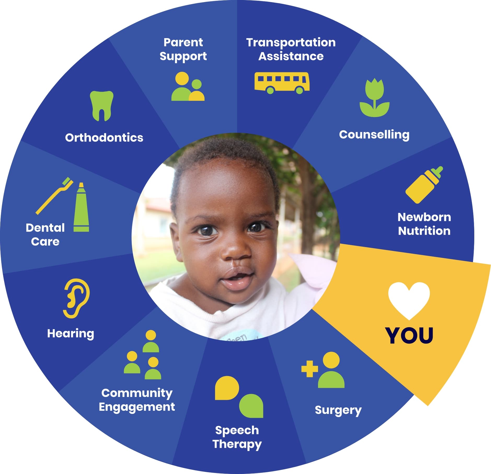 circle-of-care A diagram indicating the Circle of Cleft Care, highlighting actions YOU can take.
